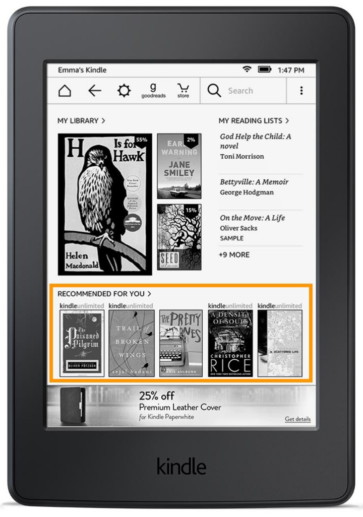 kindle ana ekran goodreads okuma onerileri