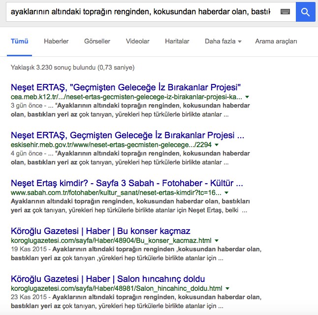 neset ertas arama sonuclari